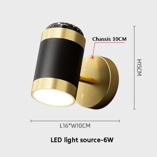 Applique murale moderne cylindrique noir et doré, Luxe Noir D'Or | Marco Lucetti