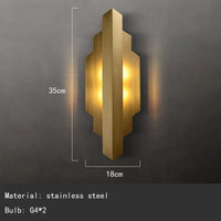 Applique murale moderne en acier inoxydable doré avec ampoule G4 - Édition Deluxe | Marco Lucetti 35x18cm / Lumière blanche