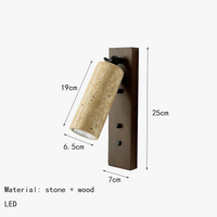 Applique murale design en bois de pierre naturelle avec interrupteur