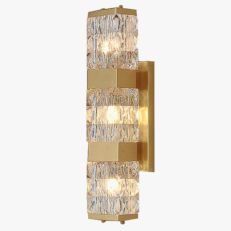 Applique murale moderne en cristal clair et acier inoxydable doré