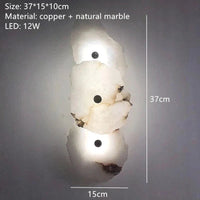 Applique murale moderne en laiton et marbre - LED de luxe | Marco Lucetti 3 billes / Lumière chaude