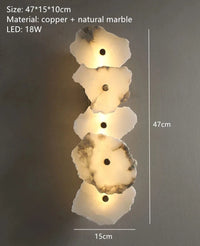 Applique murale moderne en laiton et marbre - LED de luxe | Marco Lucetti 5 billes / Lumière chaude