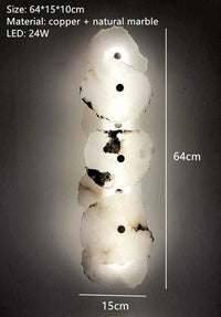 Applique murale moderne en laiton et marbre - LED de luxe | Marco Lucetti 7 billes / Lumière chaude
