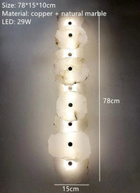 Applique murale moderne en laiton et marbre - LED de luxe | Marco Lucetti 9 billes / Lumière blanche