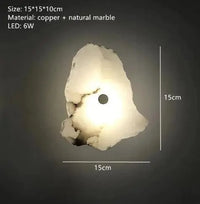 Applique murale moderne en laiton et marbre naturel de luxe | Marco Lucetti 1 bille / Lumière chaude