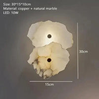 Applique murale moderne en laiton et marbre naturel de luxe | Marco Lucetti 2 billes / Lumière chaude