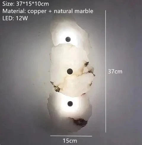 Applique murale moderne en laiton et marbre naturel de luxe | Marco Lucetti 3 billes / Lumière froide