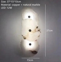 Applique murale moderne en laiton et marbre naturel de luxe | Marco Lucetti 3 billes / Lumière froide