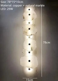 Applique murale moderne en laiton et marbre naturel de luxe | Marco Lucetti 9 billes / Lumière froide