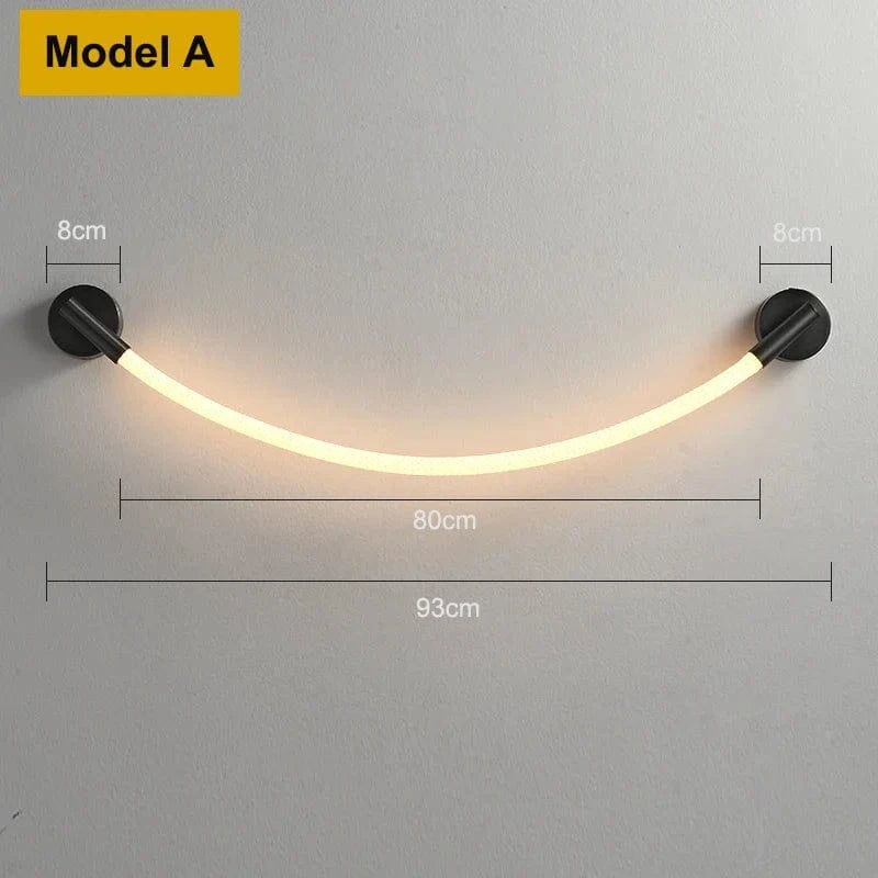 Applique murale moderne en Tube de néon LED tissé en Silicone - GlowFlex™ | Marco Lucetti Modèle A / Acier inoxydable / Blanc chaud (2700-3500K)