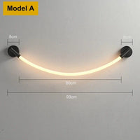 Applique murale moderne en Tube de néon LED tissé en Silicone - GlowFlex™ | Marco Lucetti Modèle A / Acier inoxydable / Blanc chaud (2700-3500K)