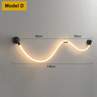 Applique murale moderne en Tube de néon LED tissé en Silicone - GlowFlex™ | Marco Lucetti Modèle D / Acier inoxydable / Blanc chaud (2700-3500K)