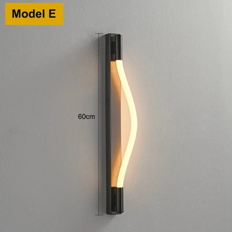 Applique murale moderne en Tube de néon LED tissé en Silicone - GlowFlex™ | Marco Lucetti Modèle E 60cm / Acier inoxydable / Blanc chaud (2700-3500K)