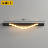 Applique murale moderne en Tube de néon LED tissé en Silicone - GlowFlex™ | Marco Lucetti Modèle F 90cm / Acier inoxydable / Blanc chaud (2700-3500K)