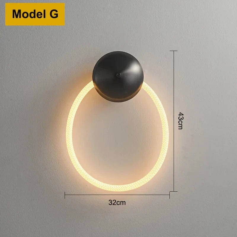 Applique murale moderne en Tube de néon LED tissé en Silicone - GlowFlex™ | Marco Lucetti Modèle G / Acier inoxydable / Blanc chaud (2700-3500K)