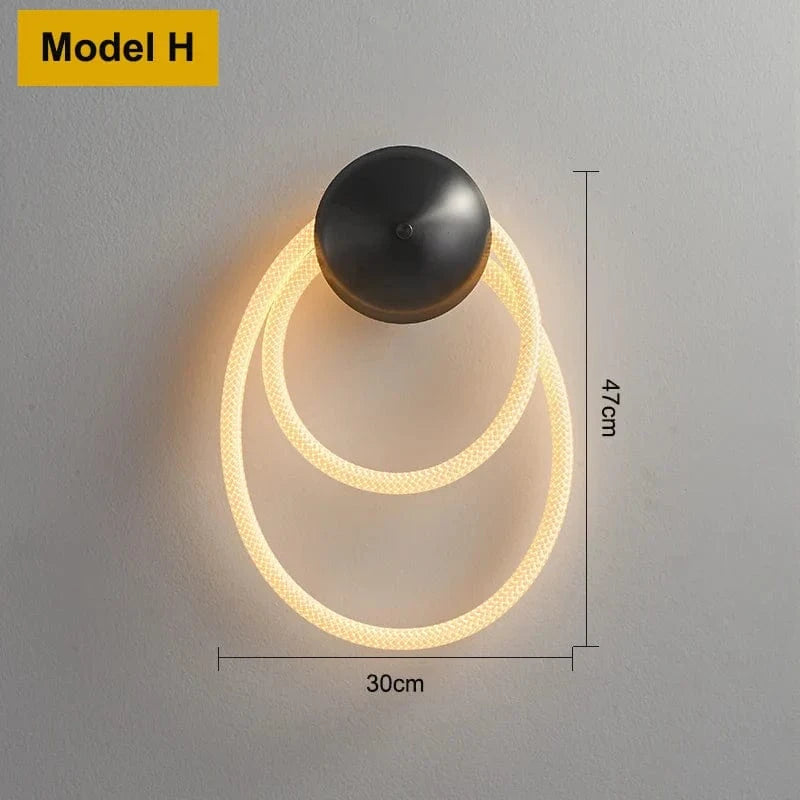 Applique murale moderne en Tube de néon LED tissé en Silicone - GlowFlex™ | Marco Lucetti Modèle H / Acier inoxydable / Blanc chaud (2700-3500K)