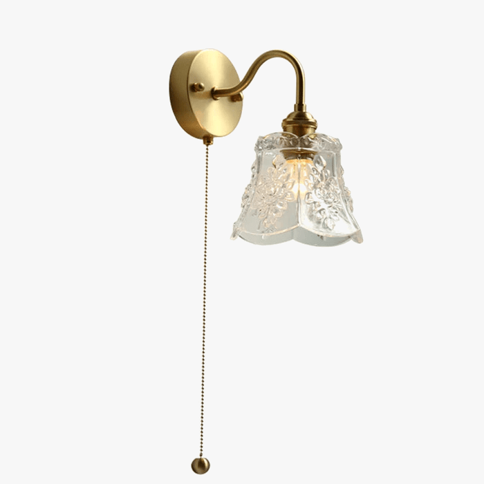 Applique murale moderne en verre LED pour salle de bain avec interrupteur à tirer - Éclairage domestique nordique en cuivre | Marco Lucetti