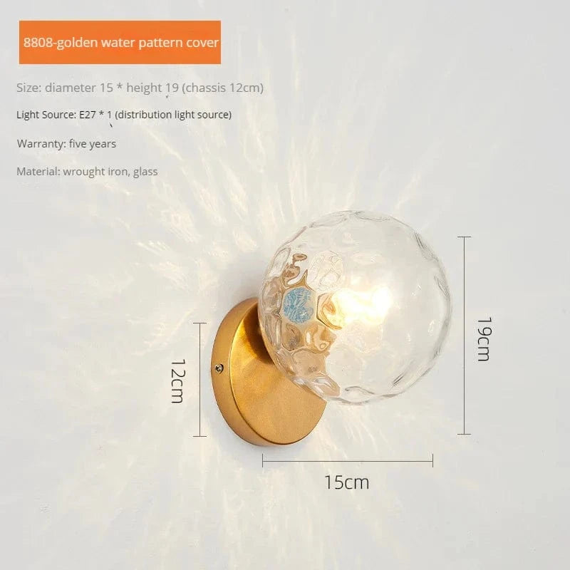 Applique murale moderne en verre nordique pour une décoration stylée. | Marco Lucetti Or-B / Lumière trichromatique