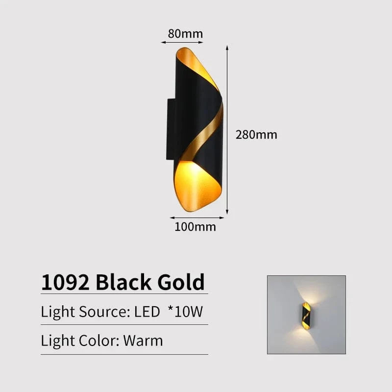 Applique murale moderne haut de gamme pour éclairer votre espace extérieur ou intérieur en blanc, noir et or | Marco Lucetti 10W - Or noir