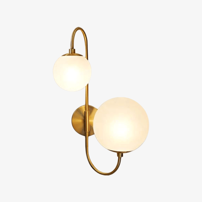 Applique murale LED Double Boule Verre Dorée