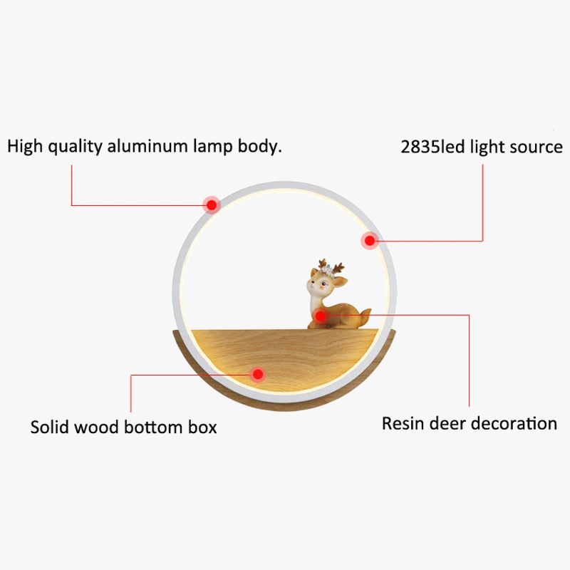 Applique murale LED moderne avec motif de cerf nordique