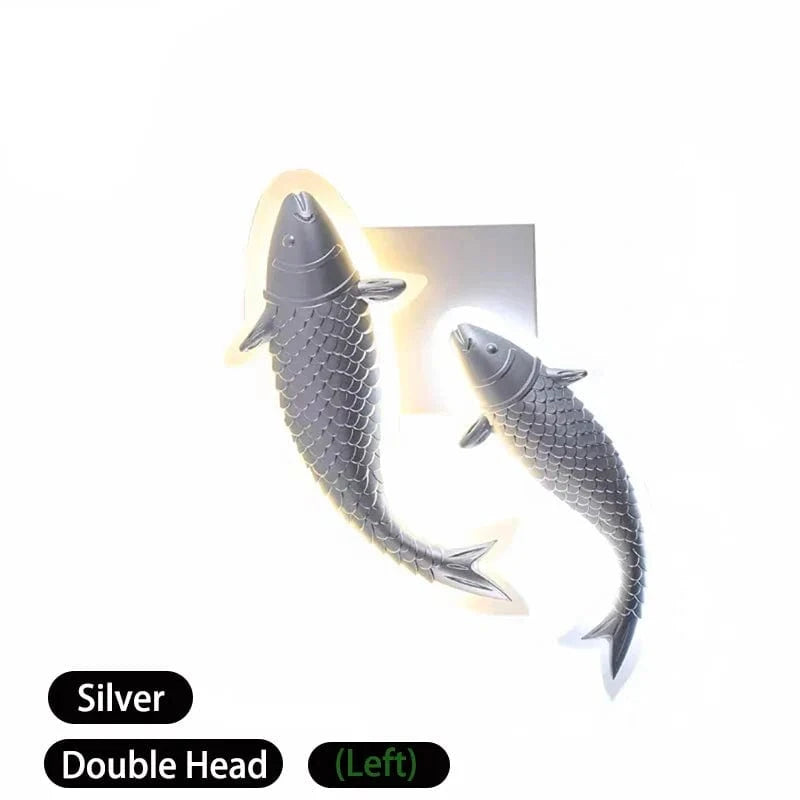Applique murale moderne LED en acrylique, Poisson Décoratif | Marco Lucetti Argent Double Tête 1 / 40x18CM