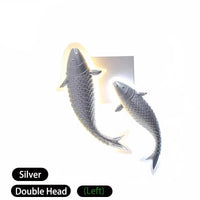 Applique murale moderne LED en acrylique, Poisson Décoratif | Marco Lucetti Argent Double Tête 1 / 40x18CM