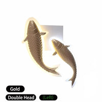 Applique murale moderne LED en acrylique, Poisson Décoratif | Marco Lucetti Double tête dorée 1 / 40x18CM