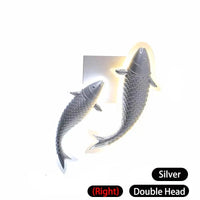 Applique murale moderne LED en acrylique, Poisson Décoratif | Marco Lucetti Double tête en argent / 40x18CM