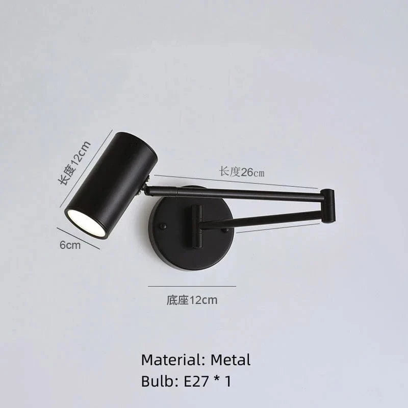 Applique Murale Moderne Rotative à Bras Long en Métal Premium | Marco Lucetti F-Noir / Lumière blanche 5000K