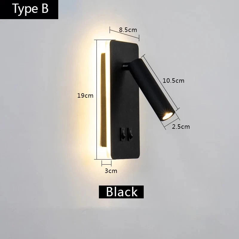 Applique Murale Moderne Rotative LED avec Interrupteur - Lumin'Rotatif | Marco Lucetti Type B Noir / CHINE / Blanc chaud (2700-3500K) | 9-12W