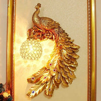 Applique Murale Moderne Vintage en Résine de Paon Dorée | Marco Lucetti