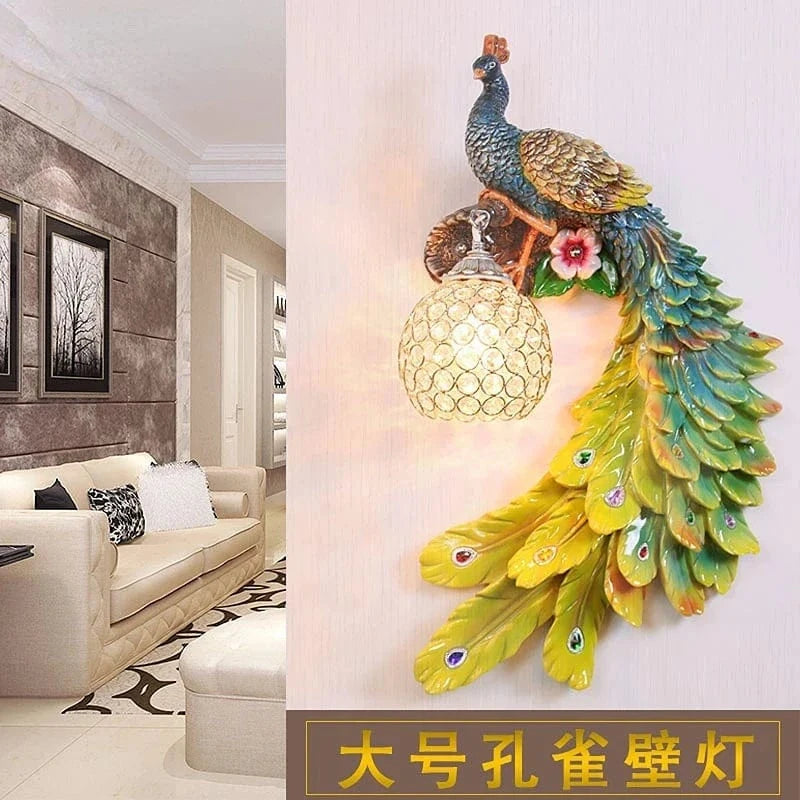 Applique Murale Moderne Vintage en Résine de Paon Dorée | Marco Lucetti