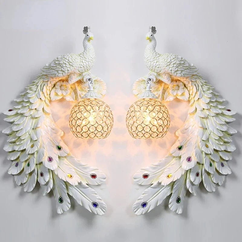 Applique Murale Moderne Vintage en Résine de Paon Dorée | Marco Lucetti