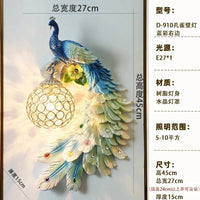 Applique Murale Moderne Vintage en Résine de Paon Dorée | Marco Lucetti 45cm Bleu droite