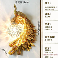 Applique Murale Moderne Vintage en Résine de Paon Dorée | Marco Lucetti 45cm Or à droite