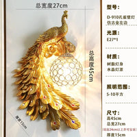 Applique Murale Moderne Vintage en Résine de Paon Dorée | Marco Lucetti 45cm Or à gauche