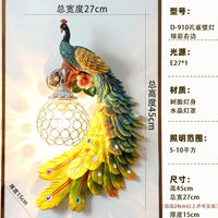 Applique Murale Moderne Vintage en Résine de Paon Dorée | Marco Lucetti 45cm Vert droit