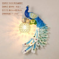 Applique Murale Moderne Vintage en Résine de Paon Dorée | Marco Lucetti 63cm Bleu droite