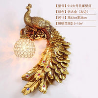 Applique Murale Moderne Vintage en Résine de Paon Dorée | Marco Lucetti 63cm Or à droite