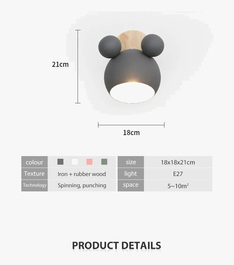 Applique murale Mickey Style - Lampe Murale Colorée pour Cuisine et Restaurant