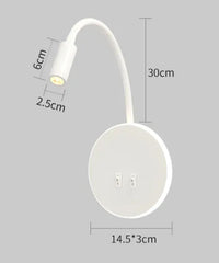 Applique Murale Multifonction Marco Lucetti™ – Lecture, Ambiance & Charge Intégrée Rond blanc / Blanc chaud (2700-3500K)