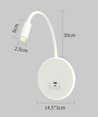 Applique Murale Multifonction Marco Lucetti™ – Lecture, Ambiance & Charge Intégrée Rond blanc USB / Blanc chaud (2700-3500K)