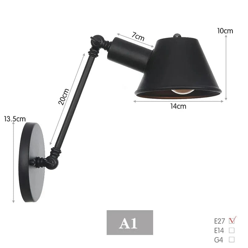 Applique murale noire vintage. | Marco Lucetti A1 / Ampoule non incluse