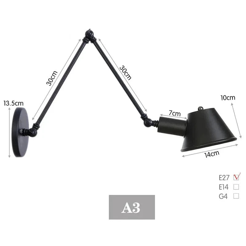 Applique murale noire vintage. | Marco Lucetti A3 / Ampoule non incluse