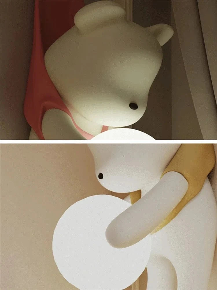 Applique murale Nordik Bear en résine crème LED - Idéal pour la décoration moderne des chambres d'enfants et du salon | Marco Lucetti