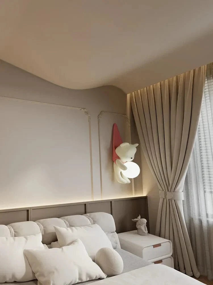 Applique murale Nordik Bear en résine crème LED - Idéal pour la décoration moderne des chambres d'enfants et du salon | Marco Lucetti