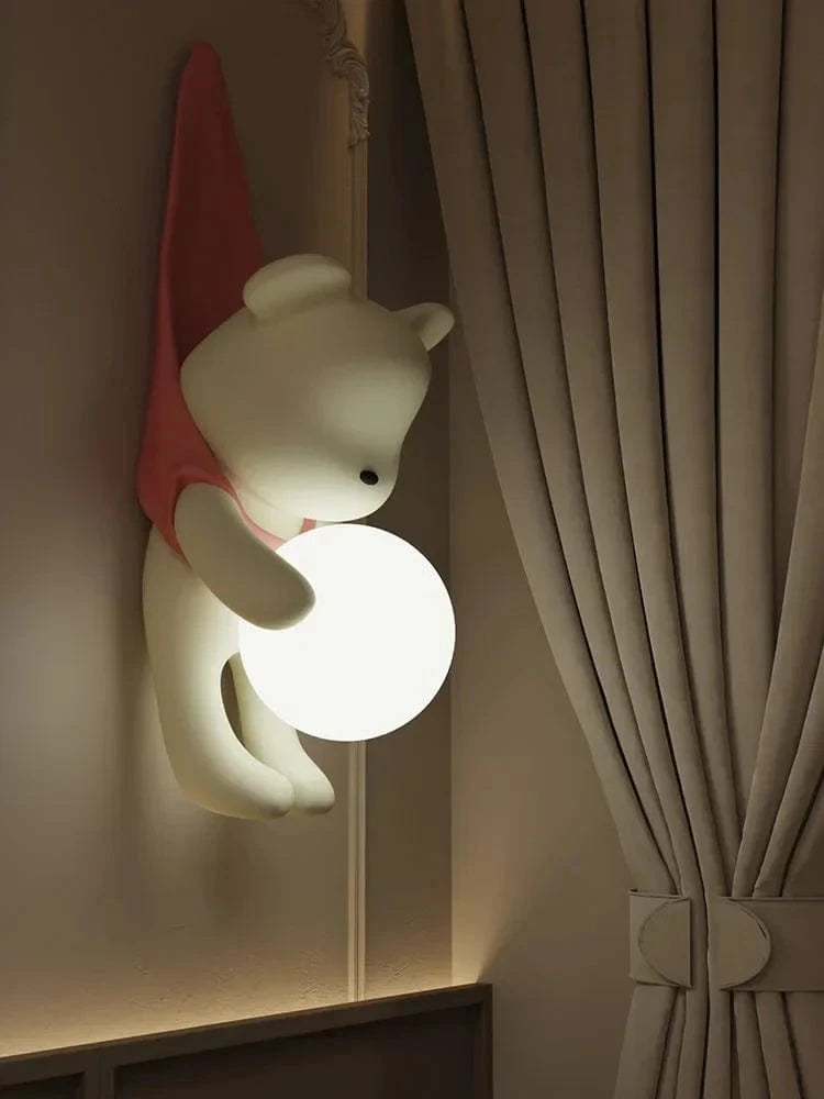 Applique murale Nordik Bear en résine crème LED - Idéal pour la décoration moderne des chambres d'enfants et du salon | Marco Lucetti