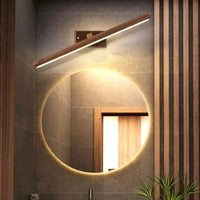 Applique murale Nordique 40cm en bois avec miroir et lampe LED | Marco Lucetti Noyer noir / Blanc chaud (2700-3500K)