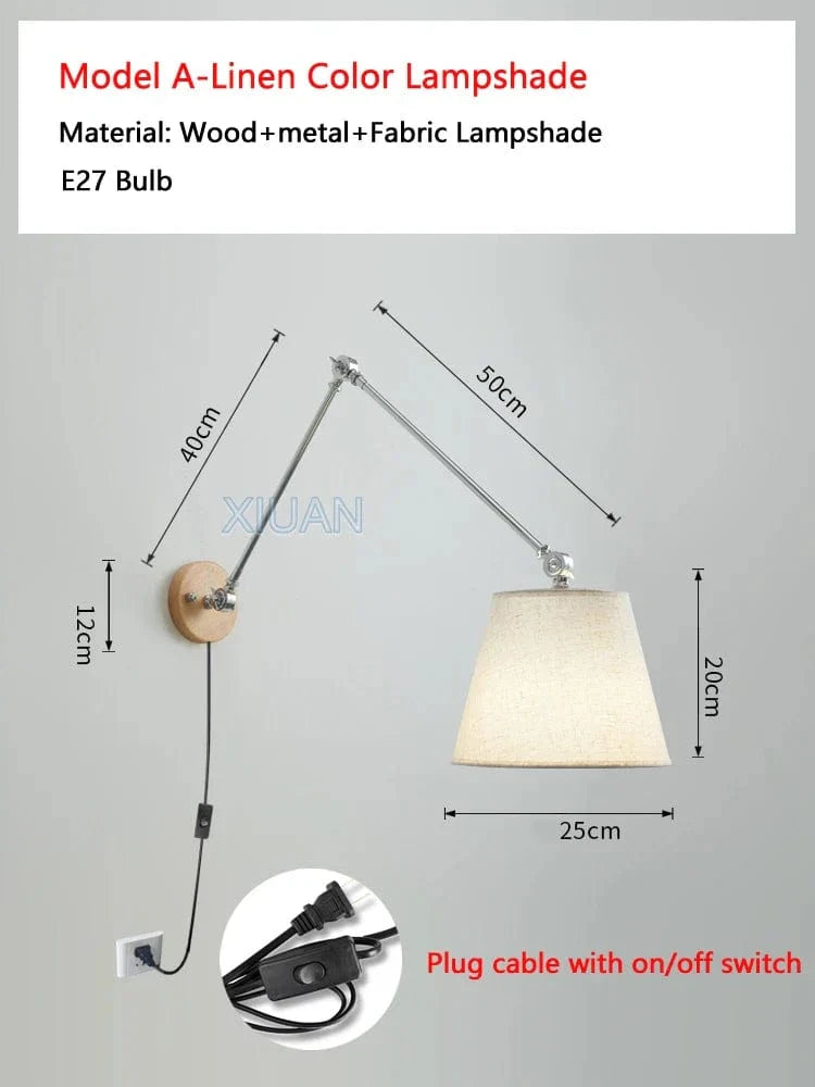 Applique murale nordique à culbuteurs mobiles en tissu pour Table à manger - Éclairage de lecture efficace | Marco Lucetti Ae applique en lin 1 / Lumière chaude